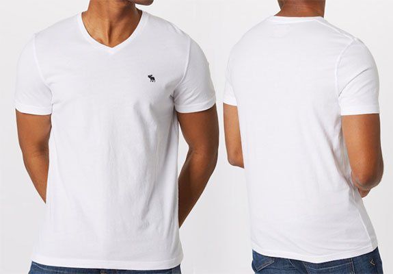 3er Pack: Abercrombie & Fitch V Neck T Shirt in Weiß für 30,53€ (statt 45€)
