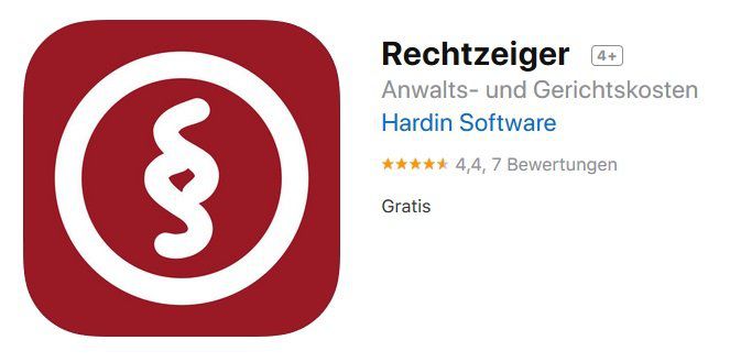 iOS: Mit Rechtzeiger Anwalts & Gerichtskosten kostenlos (statt 7€) berechnen