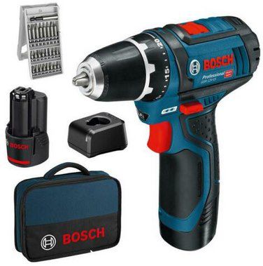 Bosch Professional GSR 12 V 15 Akku Bohrschrauber inkl. Zubehör, 2 Akkus & Koffer für 99,95€ (statt 122€)