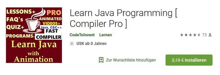 Android: Learn Java Programming [ Compiler Pro ] kostenlos (statt 3€)