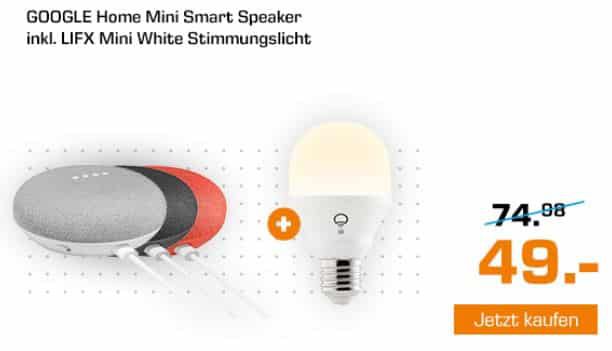 Google Home Mini + LIFX Mini White E27 Stimmungslicht für 49€ (statt 63€)