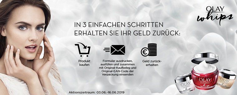 Geld zurück für Olay Whip Creme (statt ca.33€)