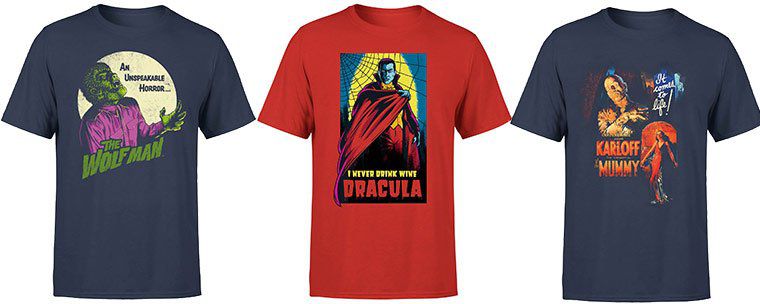Universal Monsters T Shirts z.B. The Wolfman, Dracula, Frankenstein für je 10,99€