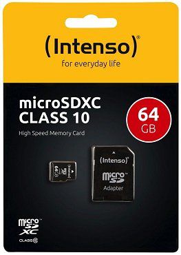 Intenso microSDXC 64GB Class 10 Speicherkarte für 4,49€ (statt 7€)   Prime