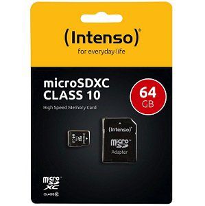 Intenso microSDXC 64GB Class 10 Speicherkarte für 4,49€ (statt 7€) &#8211; Prime