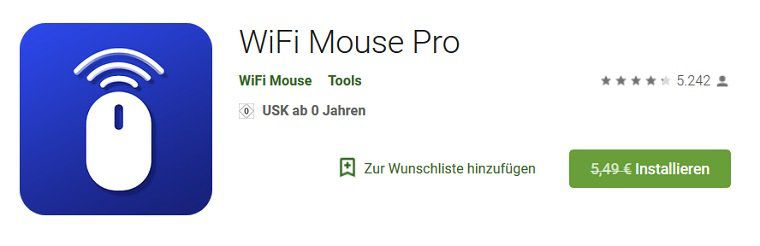 NUR HEUTE   Android: WiFi Mouse Pro kostenlos (statt 5,49€)