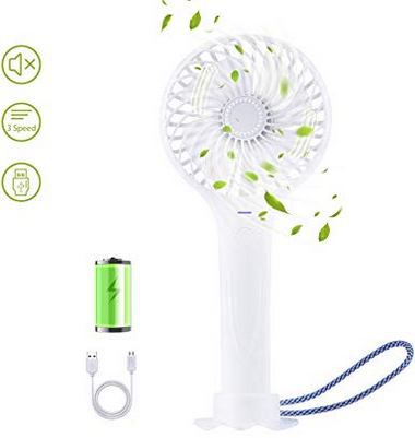 Tragbarer Handventilator mit Akku für bis zu 3h für 9,59€   Prime