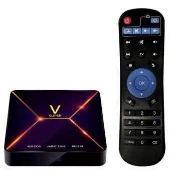 SUPER V   TV Box mit 4/32GB, Android 9 & Fernbedienung für 31,85€   aus DE