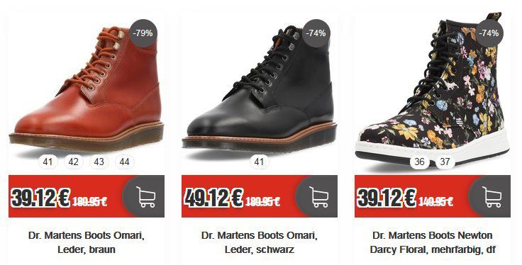 Dr. Martens Sale bei Top12   z.B. Dr. Martens Boots Omari für 44,24€ (statt 86€)