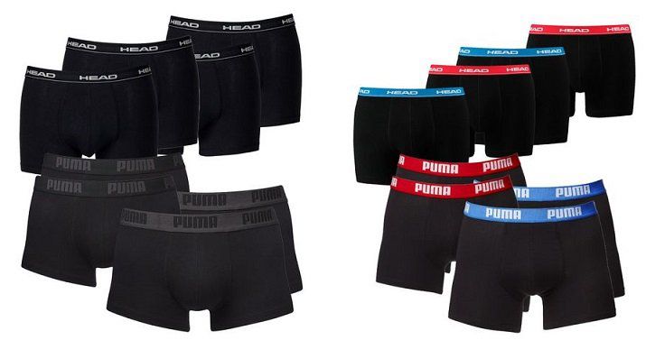 4 PUMA + 4 HEAD Men Boxershorts für 35,99€