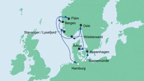 10 Tage mit AIDAmar ab Warnemünde nach Norwegen & Dänemark ab 699€ p.P.