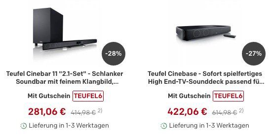 Teufel Flash Sale + 6% oder 10€ Gutschein + keine Versandkosten + 5 fach Superpunkte