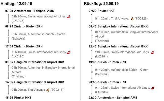 Thailand: Hin  und Rückflug von Amsterdam nach Phuket inkl. 23kg Gepäck ab 360€