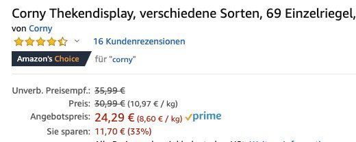 69er Pack Corny Riegel für 24,29€   Prime
