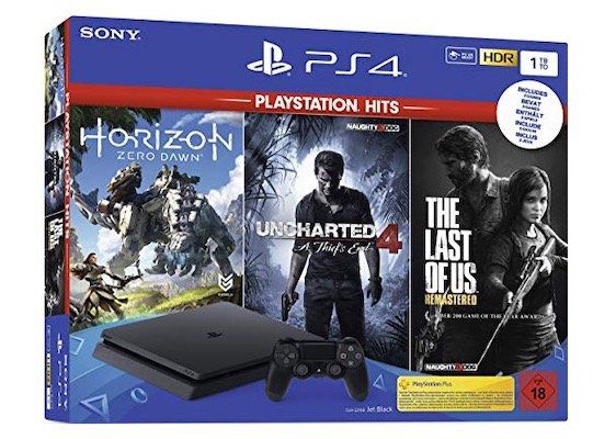 Vorbei! PlayStation 4 Slim mit 1TB + Games (Uncharted 4, The Last of Us, Horizon Zero Dawn) ab 170,10€ (statt 290€)   B Ware