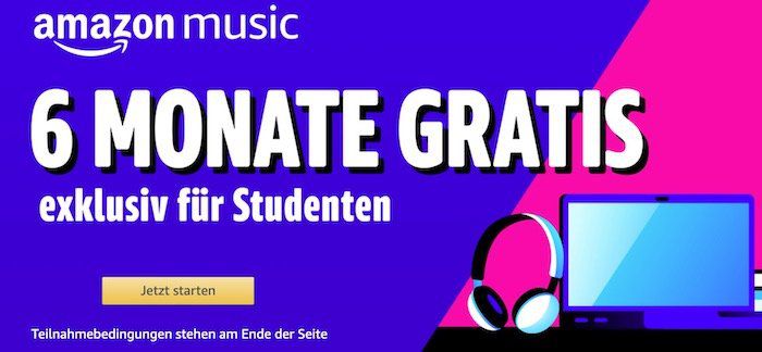 Studenten: 6 Monate Amazon Music Unlimited gratis (statt 30€)