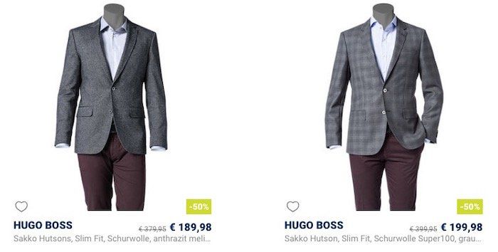 Hugo Boss: bis  30% beim Herrenausstatter   z.B. Stretch Jeans in Slim Fit für 69,97€ (statt 85€)