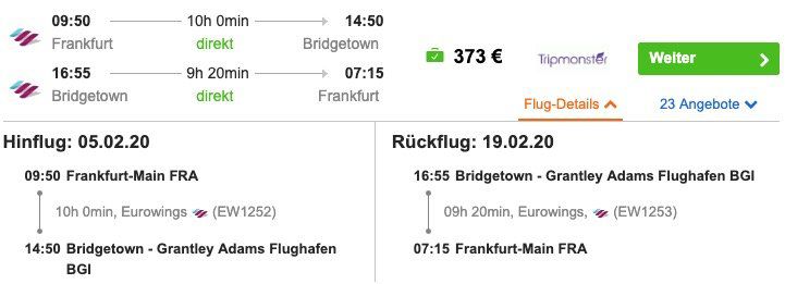 Barbados: Hin  und Rückflug von Frankfurt nach Bridgetown inkl. 23kg Gepäck ab 373€