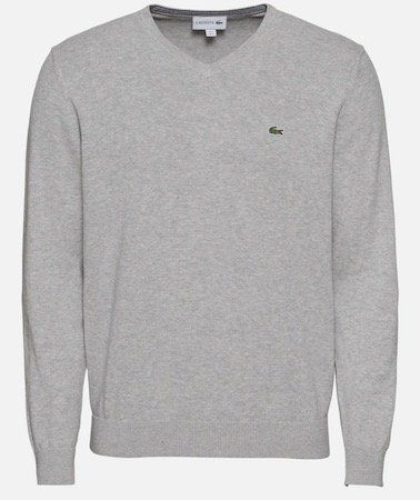 Lacoste Pullover mit V Neck in Grau für 59,42€ (statt 75€)