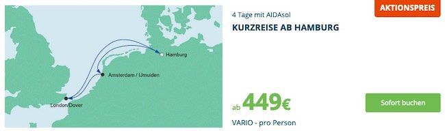 🚢 AIDA Kurzreisen Spezial z.B. 4 Tage mit AIDAbella von Kiel ab 399€