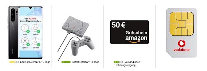 Huawei P30 Pro + Playstation Classic + 50€ Amazon für 5€ + Vodafone Allnet Flat mit 10GB LTE für 36,99€ mtl.