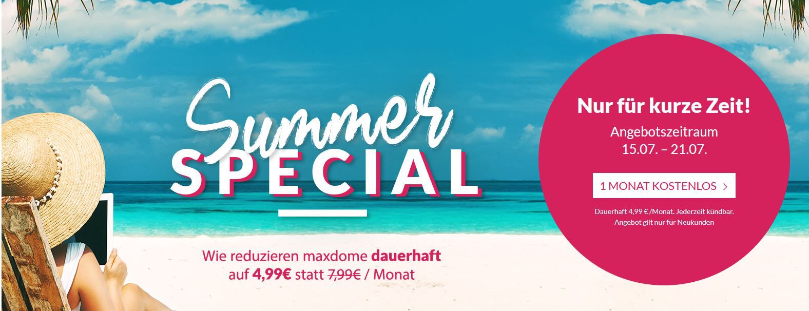 cooles Maxdome Summer Special: dauerhaft für 4,99€ mtl. streamen