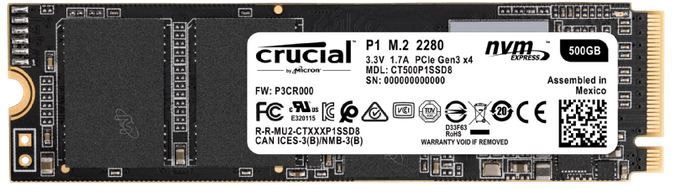 CRUCIAL P1   500 GB SSD M.2 intern für 49€ (statt 61€)