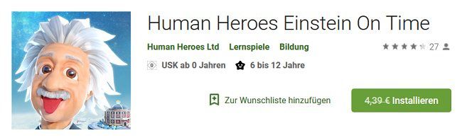 Android: Human Heroes Einstein On Time kostenlos (statt 4,39€)
