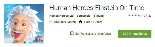 Android: Human Heroes Einstein On Time kostenlos (statt 4,39€)
