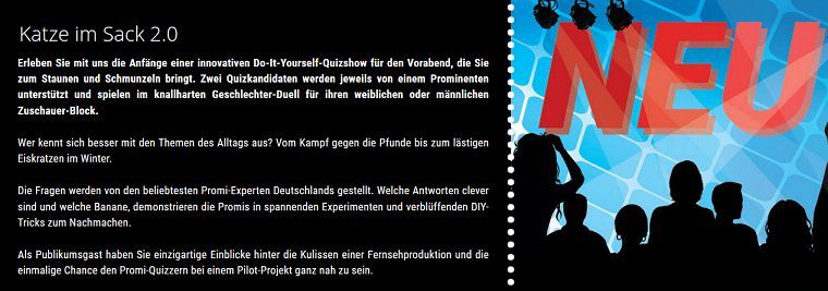 Nur für MÄNNER: Freikarten für die Show Katze im Sack 2.0 in Köln