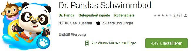 Android/iOS: Dr. Panda Schwimmbad kostenlos (statt 4,49€)