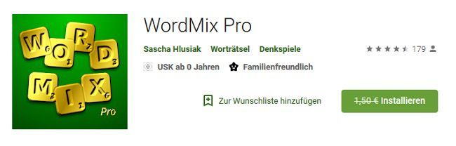 Android: WordMix Pro gratis (statt 1,50€)