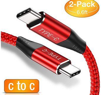 Doppelpack: USB C auf USB C 2m Kabel in Rot für 4,96€   Prime