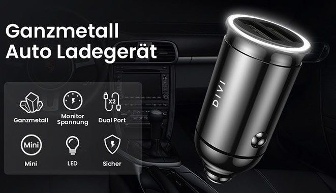 Mini Kfz Ladegerät mit 2 USB Ports für 4,50€   Prime