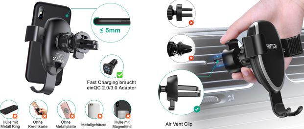 10W Qi Kfz Halterung + KFZ Ladegerät für 11,18€ (statt 37€)