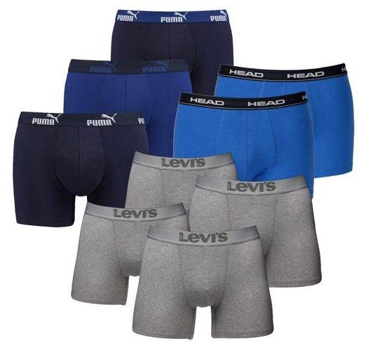 9er Pack Boxershorts (4x Levis, 3x Puma, 2x Head) für 44,95€ (statt 65€)