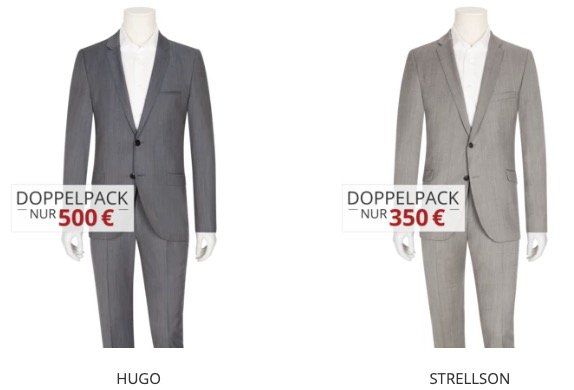 Hugo Boss Anzüge ab 220€ (statt 430€) oder Doppelpacks für 490€ bei Hirmer   teilweise nur noch Restgrößen