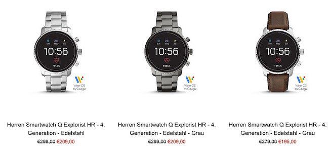 4. Gen. Fossil Smartwatches mit 30% Rabatt + 15% Gutschein   z.B. Q Explorist Leder für 166€ (statt 237€)