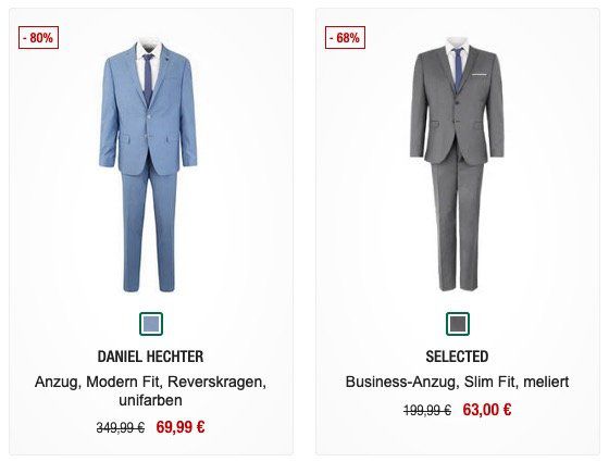 🔥 Anzug Sale bei Galeria Kaufhof   z.B. Selected Business Anzug für 48,99€ (vorher 200€)