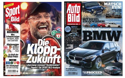 Gratis Jahresabos für AutoBILD und SportBILD   mit Stornogefahr