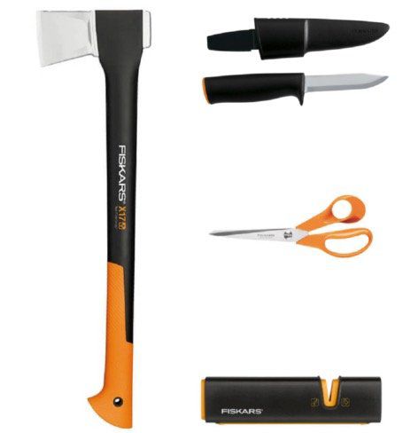 Fiskars Spaltaxt X17 M + Klingenschärfer + K40 Messer + Schere für 44,99€