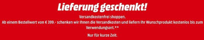 Media Markt: keine Versandkosten für Großgeräte ab 399€