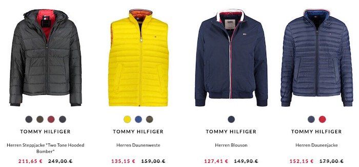 engelhorn: Tommy Hilfiger Jacken mit 15% Rabatt   z.B. Hilfiger Daunenweste für 135,15€ (vorher 159€)