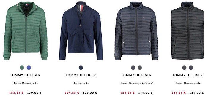 engelhorn: Tommy Hilfiger Jacken mit 15% Rabatt   z.B. Hilfiger Daunenweste für 135,15€ (vorher 159€)