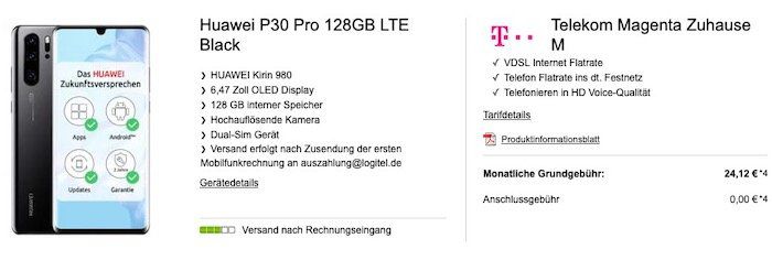 Telekom Magenta Zuhause M mit Magenta TV für 39,95€ mtl. + 1 Jahr SKY gratis + Prämien für 5€   z.B. Huawei P30 Pro