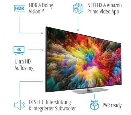 Ausverkauft! Medion Life X16503   65 Zoll UHD Fernseher mit Smart Funktionen für 499,95€ (statt 800€)