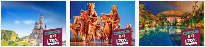 Travelcircus Circus Day mit Bestpreisen   z.B. Disneyland inkl. Hotel ab 79€ oder Slaghareb inkl. ÜN 29,75€