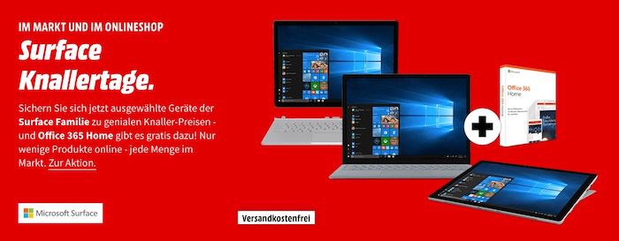 🔥 Surface Knallerpreise + gratis Office: z.B. Microsoft Surface Pro inkl. Office 365 für 499€ (statt 792€)