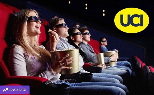 2 UCI Kino Tickets für alle 2D Filme inkl. Film  und Platzzuschlag für 14,50€ oder 5 Tickets für 34,50€