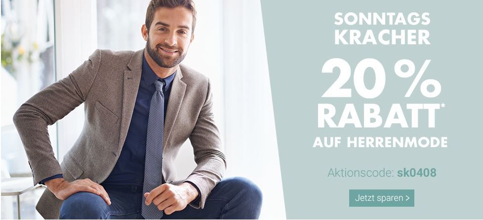 Karstadt Sonntags Kracher: 20% Rabatt auf Herrenmode, Uhren und Schmuck uvam.